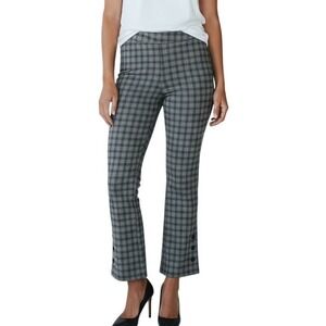 Simply Vera Wang Cropped Flare Pants Pull On Plaid Sz S Black Gray Button Accent